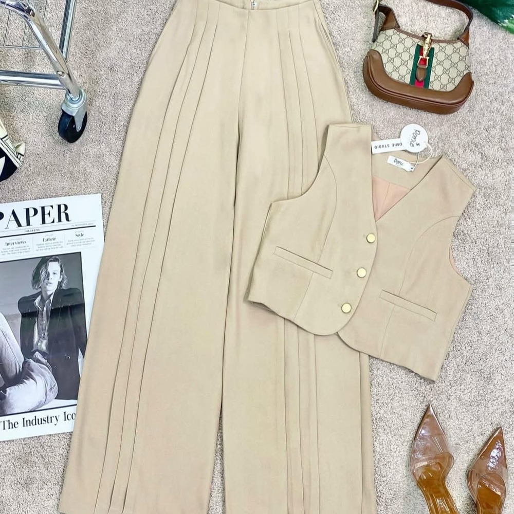 & Other Stories Beige Vest and Pants Set - Picture 8 of 11